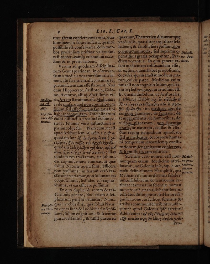PDL———— 22 Up ei m mem m PA o HM UY i nem cnet nés amc gnis sr ter mnt erem tur* after condere coeperunt, que hominem in finitatis ftatu, quantü offibile eftjconfervaret, &amp; in mor- [55 prolapfum priftinz valetudini rcftituetet ;eamq; etiamnum exco- lunt &amp; in pretio habent. Verum ad quodnam difciplina- rum Genus pertineat : in cÓtrover- fiam à medicis vocatur: dum alii ar-. tem, alii Ícientiam,alii partim arte; partim fcientiam effe ftatuunr. Nos cum Hippocrate, Áriftotele, Gale- no, Ávenroe, aliisd; doctiffimis vi- a4 e rs. Ls eade caufa, quod non cognitionem. (o]um,fed éffectionem fanitatis fibi Bnéiio.. titur: Finium veró diftincionem pariuntobjecta. Nam cum, ut eft apud Ariftotelern, e. Ethic... 3: 8 4. quadam fint e£ zva'yxzie OYTA&amp;. 7] 9A- quzdam eyósyópfiva «gi eivaj , 9) un eitaj, X, au 12e» 8v Tu vroigvTs : las quidem res tractamus, ut folum. €as cognofcamus; cumr.eas, ut quz folius Nature opera funt, efficere €tatione vérfamur,non folumut eas cognofcamus , fed ideo eas cogno- Ícimus, vt eas efficere poffimus. Ex quo duplici &amp; rerum &amp; tra- étationis genere, duó etiam difci- plinarum genéfa oriuntur; Nam. metit. gratia verfantur , &amp; niliil praterea quazrunt, Theoreticz dieuntur:que veto iniis, qua aliter atq; aliver fefe habent, &amp; à nobisfieri poffunt,non iam medicinam collocandam effe , &amp; ex fine, quem habet propofitum, tura,cuivis patet. Medicine enim finis eft non cognitio folüm;qui fci- entia P fed. aroizaic, qui artis finis eft. Ec quemadmodum, ut Áriftoreles, 2. Ethiv.c. 2. fcribit. 7, ly. ed pd Ti Jew 5j aes axevtlque us XN dv aum Joi ensis, : ita medicus. agit de corporg humano, de fanitate; de temperamentis, de humoribus , de viribus plantarum; non fcientie étus rerum naturalium agnofcat; fedu atur. ri h^ cmedcgtur, &amp; corpo is huma ni temperiem, naturalem; confti- tutionem,feu fanitatem coníervet, fiamiffa fit;e eftitüar. buatur, ac Galenusipfejcap. r. medic.definitionem Herophilt , qua Medicina definitur;féientia falubri- umyinfalubrium, &amp; neutrorum, rc- tineat: tamen tum fcientiz nomen non proprie, ut ab aliis habitibus in-* telle&amp;us diftinguirur, fed latiore fi-- gnificatione ut fcilicet fcientiis &amp;^ artibus Communitertribuitur,ufir- patur: quod Galenus ipfe fatétur? Addirenim :49 776 Oz1sunc cya *(E» xoc Te, 7, HX iéigc axdeu pet Pro- —- CGOORDÁR WRODCy- SE SECO Remo ID M e is OU DR AERIAL ME —— — MM R$ 0$