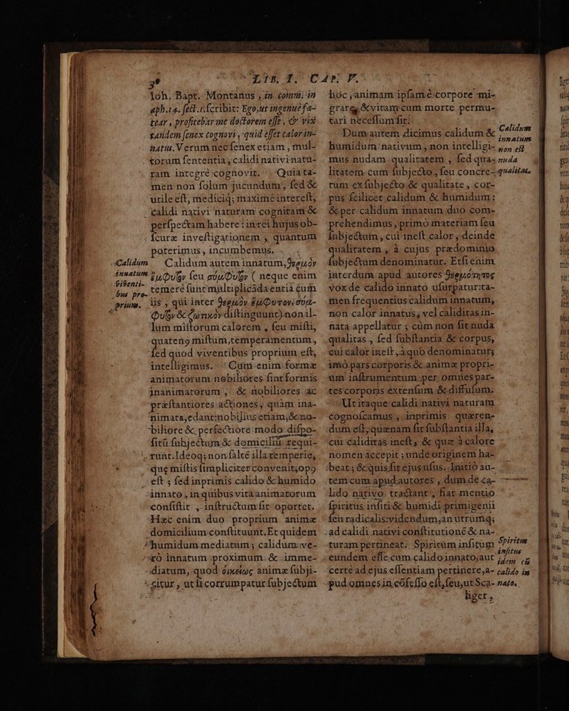 ——————— B Es sie » citer Ioh, Bapt. Montanus , iz coti in aph 1a. fett. i. fcribic: Ego,ut ingenue fa- tear , profitebar me doitorem effc , &amp; vix sundem [enex cognovi , quid éffet calor in- aatus. Verum nec fenex etiam , mul- torum fententia , calidi nativi natü- ram integré cognovit. ^ Quia ta- men non folum jucundum; fed &amp; . ealidi nativi naturam cognitam &amp; perfpectam habere : in rei hujus ob- : fcure inveftigationem , quantum oterimus , incumbemus. CalidAm — Calidum autem innatum, Senor Meca &amp;uDugr feu eUp Dulor ( neque enim - remeré funcmultiplicadaentià cuih ] Mov Ey DuTovi eU/- Quy &amp; Qo nxor diftinguunt)nonil- lum mittorum calorem , feu mifti, .quateno miftum,cemperamentum , fed quod viventibus proprium eft, intelligimus. ' Citim enim. formz animiatorum. nobiliores fintformis jnanimatorum , &amp; nobiliores ac praftantiores ac&amp;ones, quam ina- mimata,edant:nobilius etiam,;&amp;cno- biliore &amp;. perfectiore modo: difpo- fitü fubjectum &amp; domicilii requi- . runt.Ideoq;nonfálté illatemperie, que miltis fimpliciter convenit;opo | eft ; fed inprimis calido &amp; humido -ànnato , in quibus vitaanimatorum conítftit , inftru&amp;tumfit oportet. Hzc enim duo proprium anima - domicilium confttuunt. Ec quidem humidum mediatum ; calidum-ve- xo innatum .proximum. &amp; .imme- ^ eitur , utficorrumpatur fubje&amp;tum hóc ,animam ipfanté:corpore -mi- grarg &amp;vitam cum morte permu- tari necellumfit Dum autem dicimus'calidum &amp; C47 F | , : . . inmAtum bumidum: nativum, non intelligi- ,,, ,g mus nudam qualitatem , fed quas »«42 litatem-cum fubjecto, feu concre- 4»4tae. tum ex fubjecto &amp; qualitate , cor- &amp; per-calidum innatum dno com- prehendimus, primó materiam feu Ínbje&amp;um , cui 1neft calor , deinde OR , à cujus predominio übjectum denominatur. Etfi enim intcrdum. apud autores Dseu.oTuToe vox de calido innato ufurpatur:ta- men frequentius calidum innatum, non calor innatus; vel caliditasin- fiata appellatur ; cüm non fit nuda qualitas , fed fubftantia &amp; corpus, cui calor ineft ,àquo denominatur; imió.pars corporis &amp; anim» propri- tes'corporis extenfum S diffufum. Uciraque calidi nativà naturam cognoícamus., inprimis queren- dum eft; quenam fit fabftantia illa, cii caliditas ineft, &amp; quae à calore nomen accepit ; unde originem ha- tem cum apudautores , dumdeca- ——- lido nativo. tractant', fiat mentio Ípiritus infiti&amp; bumidi primigenii £s radicalis:videndum,an utrumq; ad calidi nativi conftitutioné.&amp; na- turam pertineat. Spiricüm infitum * infit tis s í idem c&amp; pud.omnesin cófeflo eft, (eu;utSca- sae. liger, DE