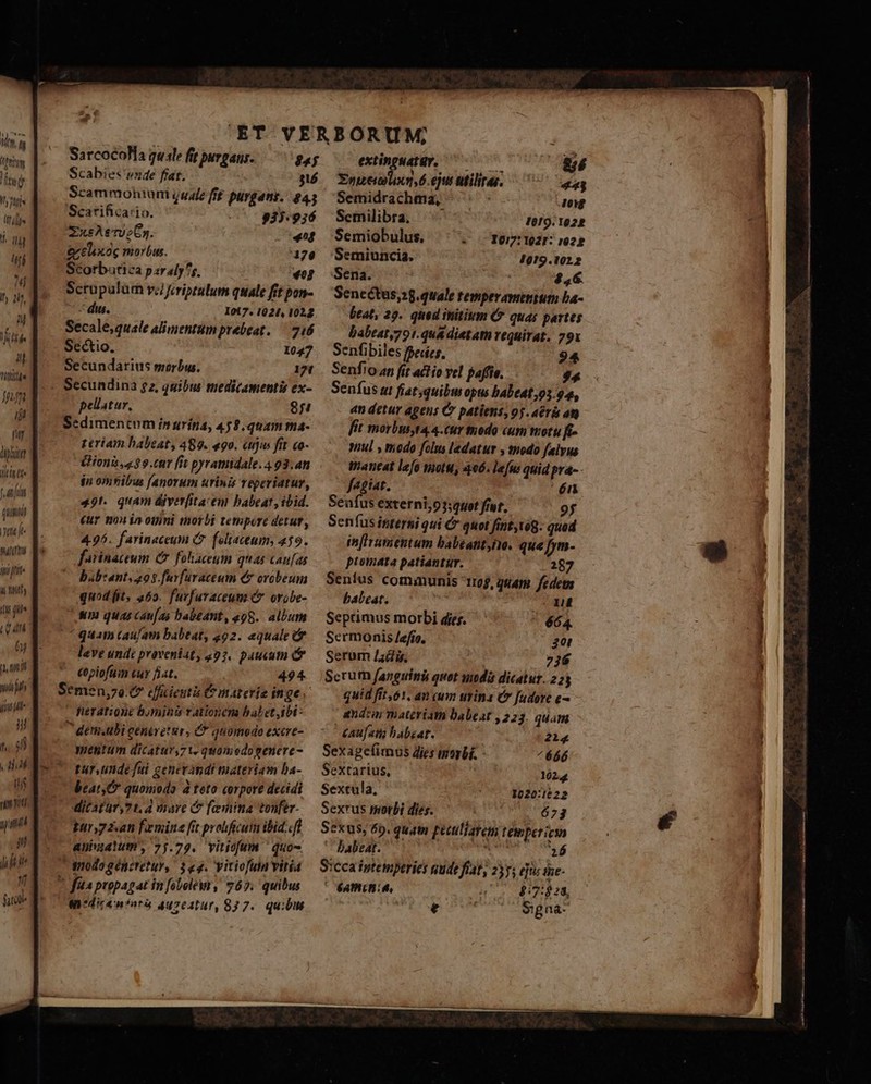 ing UIT tud (tile ug hi gj lh W, Wh 4l tfilie Jn ij J ! dli te TL qund) Ltd t Puto iti il Yn 4 (i 6 nani nfl iu [M 1i lf. ;ij | M rj nin vtt ipn n TT Ll fuc Sarcocola gule fit purgans. $4$ Scabies ve fiat, 316 Scammoh1uni quale ft purgant. 845 Scarificario. e 933.936 ExusAetU2 Cs. «^2 &amp;£hxog morbus. 176 Scorbarica par a4ly ^s. «0j Scrupulum vc Jrriptulum quale fit pon- Secale,quale alimentüm prebeat. — 716 Sectio. I047 Secundarius giorbus. 174 pellatur, 8n Sedimentum ín urína, 458. quam ma- Leriam habeat, 489. «o. iujio fit co- £Honi a 99.car fit pyramidale. 493.an $n omtibus fanorum urinis reperiatur, 491. quam diverfitacem babeat, ibid. eur nou ín onini morbi tempore detur, 4.96. farinaceum C. foliateum, 459. farinaceum &amp;*. foliceum quas caufas babeant. z03.furfuraceum e? orcbeum quod fit, 262. furfuraceum C orobe- s quas caufas babeant, eg8.. album ' quam caufam babeat, 492. equale t leve undt proveniat, 422. pausum e$ copiofum «ur fiat. 494 Semen,o.C dfiieut C inaterie inge. neratione bomini vationena babet ibi:  dem.ubi genévettr, (* quomodo excre- mentum dicatur, t. qsomedopenere - tur, unde fui genévamdi materiam ba- beat, quomodo à teto corpore decidi ditatür,7 t 4 mare C faiina tonfer- tur 7 2an femine [it protificutm ibid.cft antuatum, 75.79. vitiofum ' quo- quodo génztetuy, 34. Vitiofutn Vitía 7 fua propagat in foboleur, 767. quibus mn*dir4niata 4u7e1tur, 837. quibu extinguatür. n Enueusuxn,6.eju ttilitas. p» Semilibra. leg. 1022 Semiobulus, v 1017: 021: 1022 Semiuncia. 1019.1022 Sena. , $ «6. Senectus,18.quale temperamtsium ba- babtat,791.quA dietam vequirat. 79x Senfibiles fbedies, 94 Senfio an fit act io vel paffie. 44 Senfus ut fiat quibu opus babeat 05.9.2, 4n detur agens C patitns, 9j. aéris am fit morbust4 4.cur odo cum motu ft- nl y modo folus ledatur , tnodo felyus maneat lefo viotu, 496. la [us quid pra- fagiat. én Senfus externi,o3;quot fiut, 95 Senfus interni qui C quot fint, tog. quad in[Iramentum babeantyino. que fyn- ptomata patiantur. 287 Senfus comunis 10$, qum. fedem babeat. ! ET Septimus morbi dies.  664. Sermonis /efís. 20t Serum zi. 7316 Scrum fanguini quot midi dicatur. 223 quid fít,61, an cum urina C fudove e- axdzin materiam babeat ,223. quam &amp;aufatig babgar. 21g Sexage(imus Jies tnorbi. - 27 Sextarius, 1024. Sextula, 02071622 Sexrus morbi dies. EM 673 Sexus, 65. quam pectiliaret temperies babeat. : 126 Sicca iptemperies nude fiat; 23y; e; te- * éAPICBLA, ui ESO €  E S Tí. nhi atti Es aque o s itn Qaa acr SB ZR UL Rr UN i MD m t i: 1 CUT — ibm