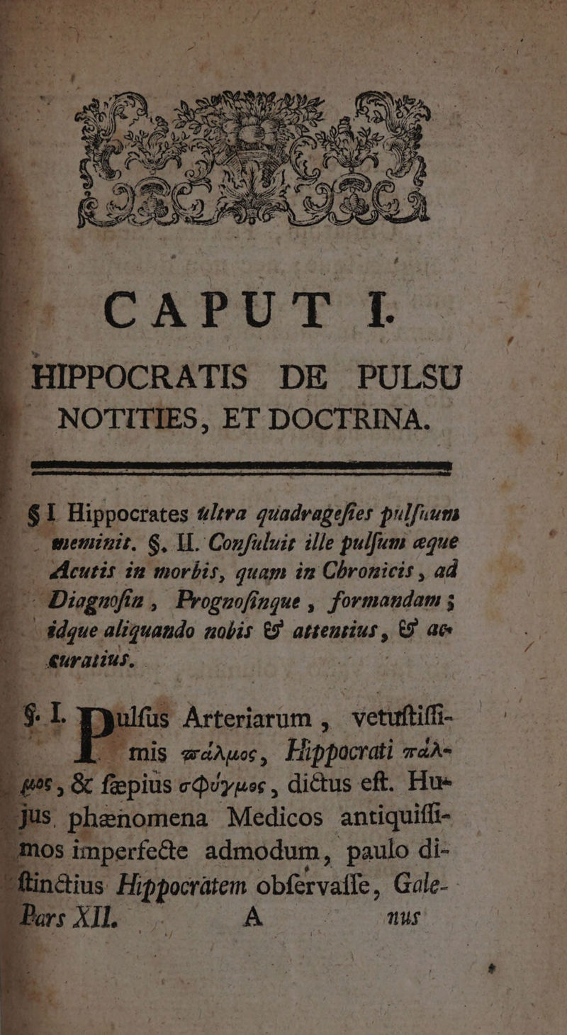 (CAPUT rf | HIPPOCRATIS DE PULSU  NOTITIES, ET DOCTRINA. Bhuuocher ultra puadeati er pulfuuta . sueminit. $. A. Cozfalusit ille pulfum eque Bun in morbis, quam in Chronicis , ad Diog 2; Progmofinque , formandam pe gere nobis 9 attentius , (aa de uraiius. | | 1 : D: us d edeo ; vetuftifi- [0 E omis eve, Hippocrati 4^- bos 6, &amp; fiepius cQvyues , dictus eft. Hu- j | ls phenomena Medicos antiquiffi- am D^ imperfede admodum, paulo di- inctius paene obfervafie, Gale- Bars : ATE É us a! IM. 7 *
