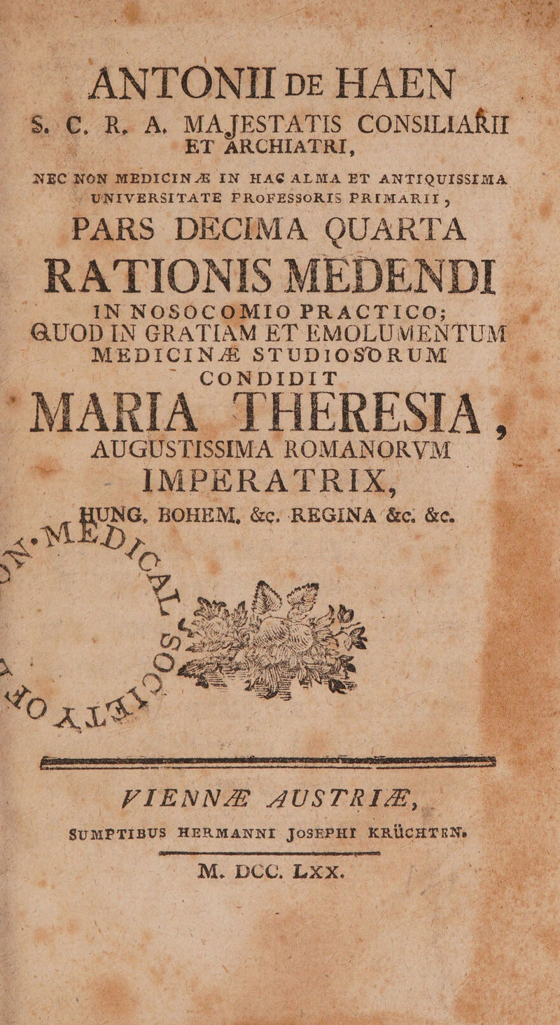 ANTONII DE HAEN i CR E 13 R. A. MAJESTATIS CONSILIARIE ET ARCHIATRI, NEC NON MEDICINJE IN HAC ALMA ET ANTIQUISSIMA M UNIVERSITATE PROFESSORIS PRIMARII, PARS DECIMA QUARTA - RATIONIS MEDENDI . 1N NOSÓCOMIO PRACTICO; .«UOD IN GRATIAM ET EMOLUMEN TUM MEDICINJE STUDIOSDORUM — ^* CONDIDIT à I 'MARIA THERESIA ; . B AUGUSTISSIMA ROMANORVM . . - F. IMPERATRIX, —S 3 3m BOHEM, &c. REGINA &c. &c. FIENNZE AUSTRIE, * yt SUMPTIBUS HERMANNI JoskPHI kaücurEN. 2 M. DCC. Lxx. I NT AIC va RE SER ERE ND Nenn P nn Sane i» ENTRE M Dn