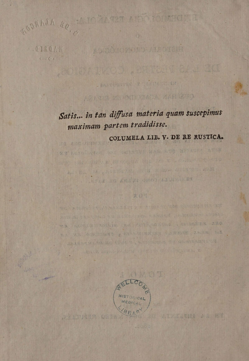 Satis... in tan diffusa materia quam Suscepimus maximam partem tradidisse. | COLUMELA LIB, V. DE RE RUSTICA»