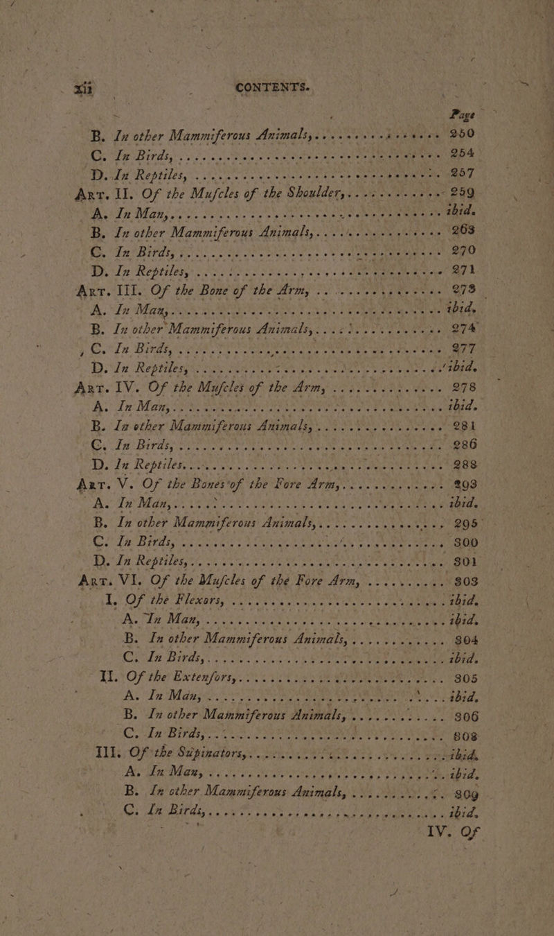 ‘ et Pare | B. Lx other Mammiferous Animals,.........s.:.. . 250 Ray Cad UE NANTERRE Pa PRE a aa ae D Zn Reptiles. TS ee ets ee Oe nn be EL RE 7 Arr. Il. Of the Mufcles of 1} Shoulders SN RE - 259 SATA MERE UE ANR Ne ES LU ES ibid. B. In other Mammiferous Animals,......+.+. SALES 263 C. In Birds, CRUE 1 + m0 EEE 270 TR RÉEL SINISTRES 7 LR GA EUR 271 Arr. Ill. Of the Bone of the Arm, FA RS Ver BPO + À. La Man NS RS ME cet 4 FM aie eho amet ibid, B. In other Mammiferous Animals, 21.100 974 dE DANONE va ae See RE A Dei aioe 277 D. 77 RERO ON PEER RL PRES DRE anaes ibid. ART. IV. Of the Mufeles of the See LEE Na, 278 À. In Mary S120 ahh cy PR a ee ibid. B. La other Mammiferous Animals, iM eel ASE UB had 281 GC En: Birdy OO pits Cabin eee TRS _286 D. Je Reprilen NE D AS EN RE oe ters ET SR ART. V. Of the Ro ‘of the Fore Wrace ME SORTE 2203 D: Ca LD DE MA SE Meet sh ania idee: AD Le, der VAN ARR ibid. B. In other Mammiferous Animals, 50,430 ee À eo LR DAE ahs oUt ei aa AN rane te TETE mended 300 D. In Reptiles, .. .... CIAL SIA ON mp PA asd A et Fa 801 Arr. VI. Of the Mufcles of the Fore Arm, .......... $03 L Of POS PUERET MR Oe Ck ree eee oe Sateen à hide De Te ERR Net AE eee Aire LT A B. Zn other Mammiferous Animals, Pt NOT RER 304 SER DAME os Seok ae th Lene PU EEE ibid, TIL. Of the Extenforsy CES INR 805 Aa Te Manges oe eee ee Eh Ai RARE LT à B. Zn other Mammiferous Animals, ....... 53.211480 LC AREAS OU. RON AE LAN we thy SS 808 Ill. Of the Süpinators,...:....., Ga alee oS ots ee ibid. BV PRUE EE SS BO et ON BON +2 821014, B. Jz other Monsters pare LM PONT agg OU tA. 07 SON NT D PE ye eas He ibid. AS ae IV. of