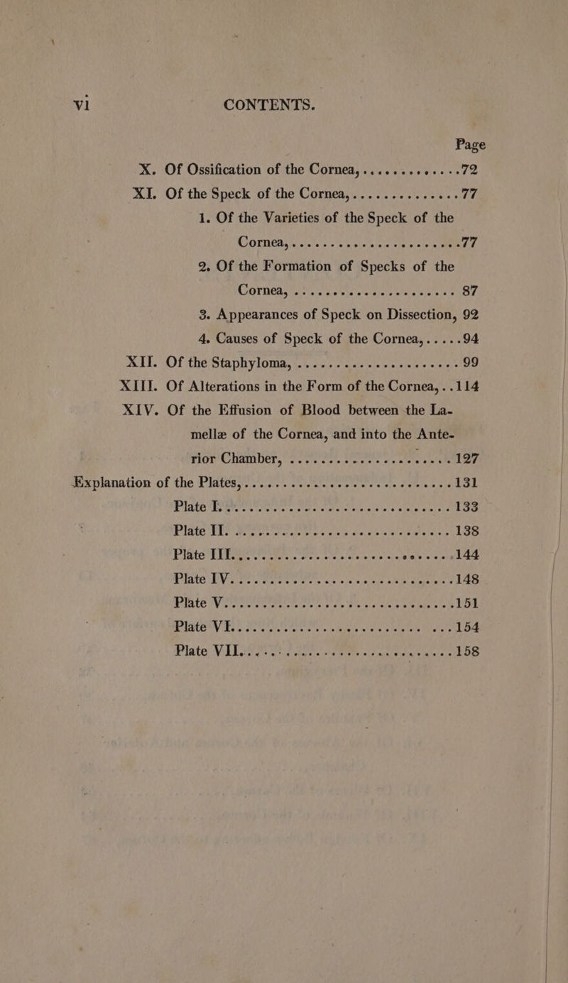 | Page X. Of Ossification of the Cornea,...........--72 XI. Of the Speck of the Cornea,.............. 77 1. Of the Varieties of the Speck of the | GOETIORA y atela'e + 0 's\piciaient sok ein ae at 2. Of the Formation of Specks of the CONIC ee nce aie hoo ebapetn Gears ators lee 87 3. Appearances of Speck on Dissection, 92 4. Causes of Speck of the Cornea,..... 94 S11. Of the Staphylonia. (on, ae one ee ving aie 99 XIII. Of Alterations in the Form of the Cornea, ..114 XIV. Of the Effusion of Blood between the La- mellz of the Cornea, and into the Ante- FIGHT HAMUET ie sete oats, enietsth, an Reta eee 127 mecplanation of the Platesyi ci. ch coe cre ee's ore nee eis 131 PERG MAS ere Gears: ester) ta istetein isola tata ant oie 133 PEt PES Doce en crater steer oie) bine pda telveba lee Piste Ree wre ate jo eters etre re infu wats SP ea 144 PAG PV cee cece wos oc seb oun wfotereialeme 2 148 PMALE Wie ea reter cia sles els Sie ulated ae eee 151 PASE Te che tetpiotatinte to wibdais iniss Bees aes 154