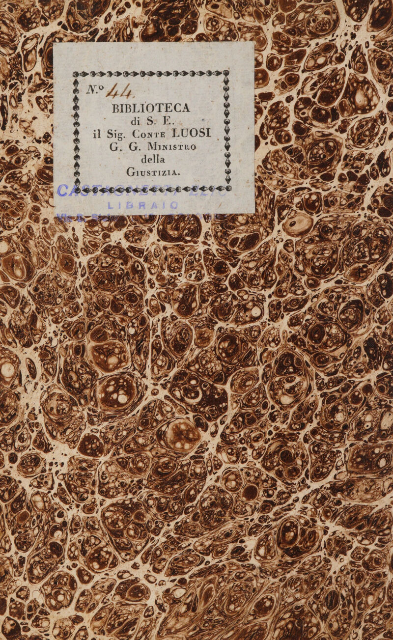 N° 44 BIBLIOTECA di. Ss E; il Sig. Conre LUOSI G. G. Ministro della GIUSTIZIA. À Do