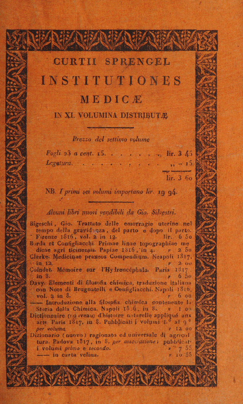 g Prezzo. del xe volume Fogli 23 a cent. ES degatura. E eR ear : wi I du ger x volumi importan, 5. B 9k MESS: d lun firi muosi wii E dia Bü: d tempo della. gravid'nza , -del parto e Ds il parto. chi. Primae. ipud. topographiae me gis. Papiae 1ó16,' in 4. » 2 5o de I QU e di osa abd. draddabahe italiaua an 5 » 6 oo £34 Storia dela Chimica. Napoli 19.6, ju 8. » I oo Bietpanesire (n9 veau). d'bistoire ACE applíqaé ax | arts París. 1817, in 8. Pubblioati i volumi 1.9 al 9? pers volume. E. » 12 o0 |. tura. Padova 1817, in 9. per. associgzione y pubblicat: I volumi. primo e: secondo. LL DE -—-— iu carta velina. itae