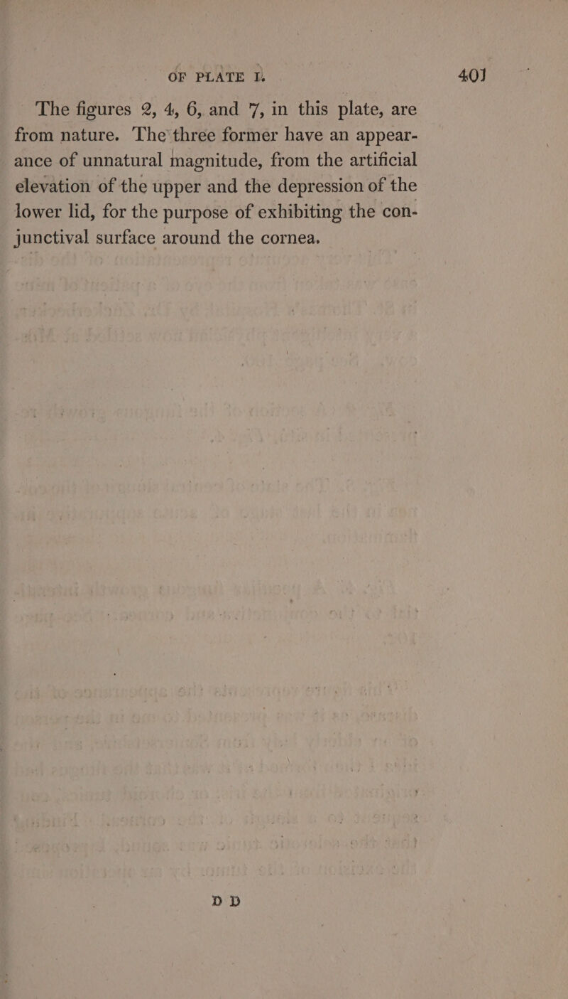 The figures 2, 4, 6, and 7, in this plate, are from nature. The three former have an appear- ance of unnatural magnitude, from the artificial elevation of the upper and the depression of the lower lid, for the purpose of exhibiting the con- junctival surface around the cornea.