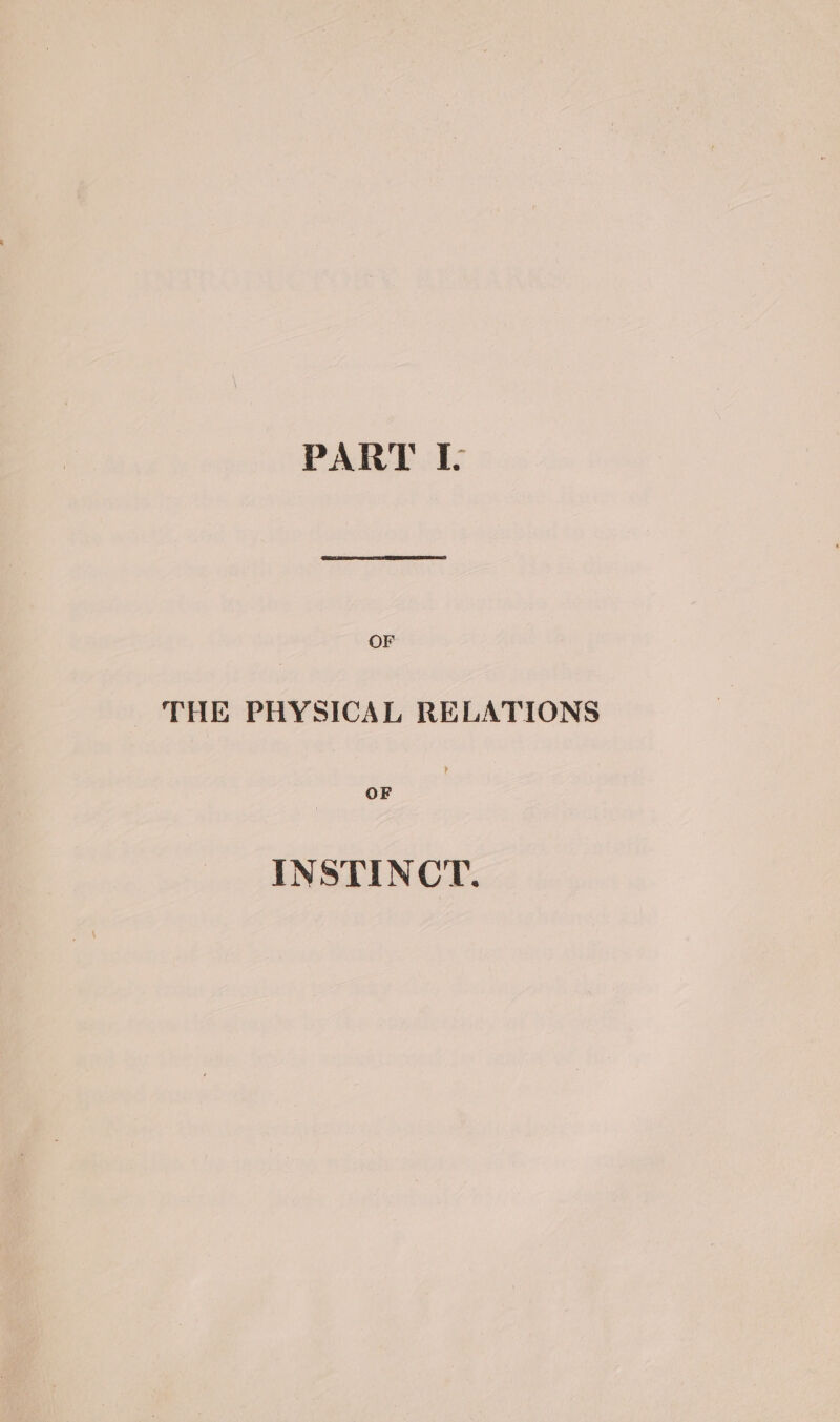 PART 1: OF THE PHYSICAL RELATIONS OF INSTINCT.