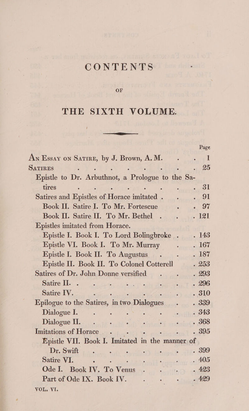 OF THE SIXTH VOLUME. f Page An Essay on Satire, by J. Brown, A. M. 1 SATIRES 25 Kpistle to Dr. Aghutlinat a Reson to the Sa- tires é . jl Satires and Fiviailes of fore iniitute” .. 31 Book II. Satire I. To Mr. Fortescue OF Book II. Satire Hl. To Mr. Bethel . 121 Kpistles imitated from Horace. Kpistle I. Book I. To Lord Bolingbroke . . 143 Epistle VI. Book I. To Mr. Murray . 167 Epistle I. Book If. To Augustus : » AST Kpistle II. Book II. To Colonel Cotterell . 253 Satires of Dr. John Donne versified . 293 Satire II. . 296 Satire IV. : . 310 Kpilogue to the Satires, in two pe ee . 3d9 Dialogue I. . 043 Dialogue I]. . 368 Imitations of Horace . 395 Epistle VII. Book I. Tntated 3 m ale manner of Dr. Swift . d99 Satire VI. ‘ - 405 Ode I. Book IV. To oe . 423 Part of Ode IX. Book IV. ~ 429 VOL. VI.