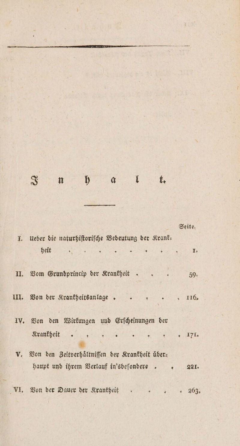 Seite, I. Ueber die naturhiſtoriſche Bedeutung der Krank: heit * 5 * 2 + 5 I: II. Vom Grundprincip der Krankheit . * ö 59. III. Von der Krankheitsanlage . . 5 . 116. IV. Von den Wirkungen und Erſcheinungen der Krankheit . 0 2 0 ’ + * 0 171. V. Von den Zeitverhaͤltniſſen der Krankheit uͤber⸗ haupt und ihrem Verlauf in'sbeſondere . „ 221. VI. Von der Dauer der Krankheit „„ 1 263.