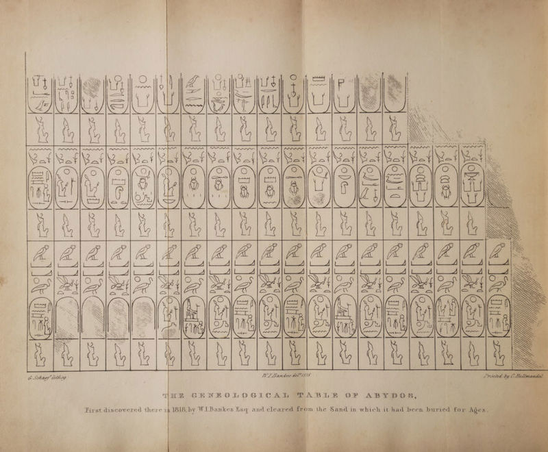 OX aes | WEF inb ees. - i. Lrinted by C [iv Sof 6 Scharf hig” GENE OO GIC_A Th ry JEU TE fee u AY the OY TA BILE OF ABYDOS, First discowered there in 1618, by WiIBankes Esq and cleared from the Sand in which it had been buried f or Ages.