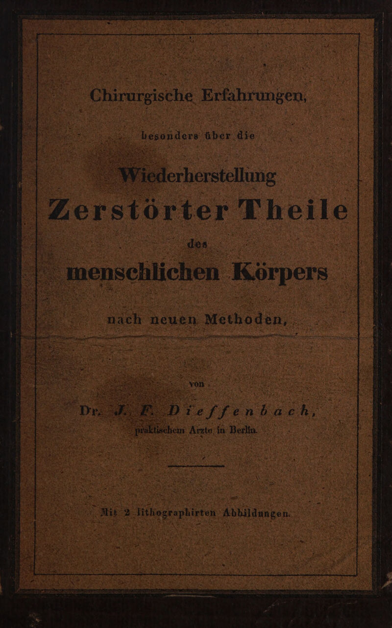 \ Chirurgische Erfahrungen, ed über die nach neuen ı Methoden, a EIER ee ER Diesfenlach, anken Ärzte in Berlin. # “ Mit 2 lithographirten Abbildungen.