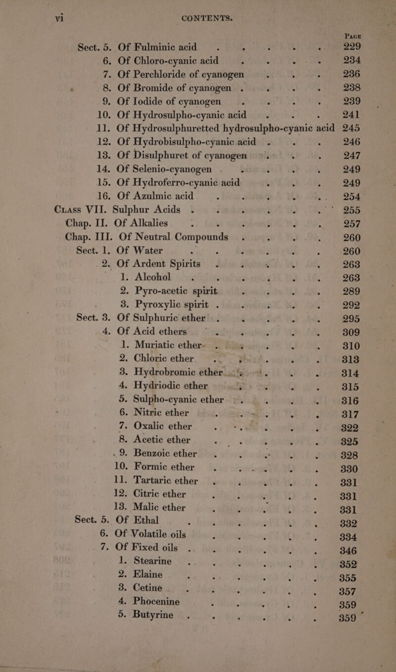 Alcohol Pyro-acetic spirit Pyroxylic spirit . Malic ether Or Co bo Stearine ® PaGe 229 236 238 239 241 245 246 247 249 249 254 255 257 260 263 263 289 292 295 309 310 313 314 315 316 317 322 325 328 330 331 331 Sait 332 334 346 352 355 357 359 359 —