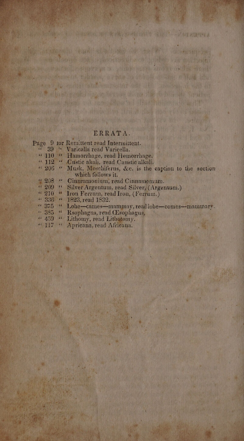 oF OD RL Ye es l> » ie Ts eg ul. ) } dey Waal AP aN yy pm ee eee =) Fue ny 100. MNT SST | 2% ian ay tk : yt ts wih 4 ; ees ei us bs we \ “ns Poe Ki nes Ay, Pe OT FoR es i ate | View i i Suet Va a te wie, j \ ¢ Whe iy a Gi Si tae mi met ' ih a4 eae ; fy * Pale Fe ‘d Sais, spas 3 a Ma ERRATA. Be ' re hy Sa vn +4 eet 3 i a - Page 9 tor Remittent read Fotenninent. ia | my) 39 » Varicalla read Varicella. , iiygide 110 - Hamorrhage, read rag ants ts ge DR 8 BIB! Custic akali, read Caustic alkali. ah Ny 206 we | Musk, schiferus, &amp;c. is the caption to the section Ww. ich follows it. er es ramoninum, read Cinnamomum. « Silve ‘Argentum, read Silver, (Argentum.) Sirs Ferrum, read Iron, (Ff vie m 1823, read 1832. ‘Lohe—cames—ina nay, read jobecomes—mammary. as) ‘y Rsophagns, read Esophagus, ere — ign —- - eS eee (459 * Lithomy, read Lithotomy. — ae om Tw Apricana, r read Afrie a a mit .% ke ~ re ti, Gefen 3 tl A Bt - F / mm ie: } % fi oe a) 4 IF yi OF 4 We N rh ; hte ‘e ; ph te i ‘yi x a x « pag san 4 vi ye ey ry * \e 4 i 45 ) rs < i: it as Ml ere, Nomad, M , . > } UES Byes z r Maal ¥ ‘ : Rie +, 4 ve fe NAS BNP ree ots oa ail) ; pea sy ae } x 5 to  el art a