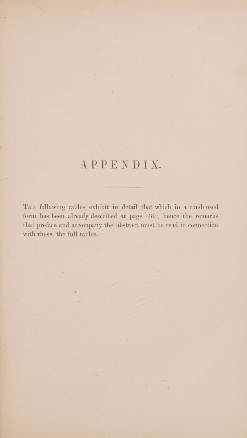 ACP PY END YX. ‘Toe following tables exhibit in detail that which in a condensed form has been already described at page 139; hence the remarks that preface and accompany the abstract must be read in connection with these, the full tables.