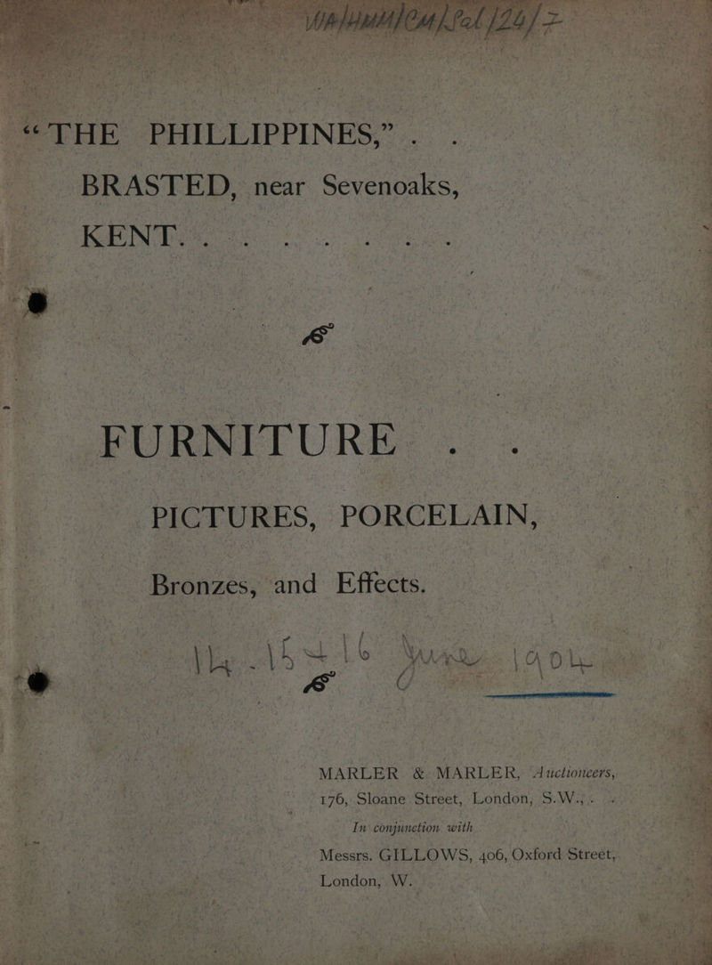 a) -MARLER- &amp; MARLER, Auctioneers, pee Sloane Street, London, S.We “hh n conjunction with Messrs. GILLOws, j
