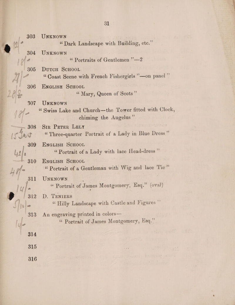 UNKNOWN 31 UNKNOWN ‘“‘ Mary, Queen of Scots ”’ chiming the Angelus ” UNKNOWN D. TENIERS 2 (oval)