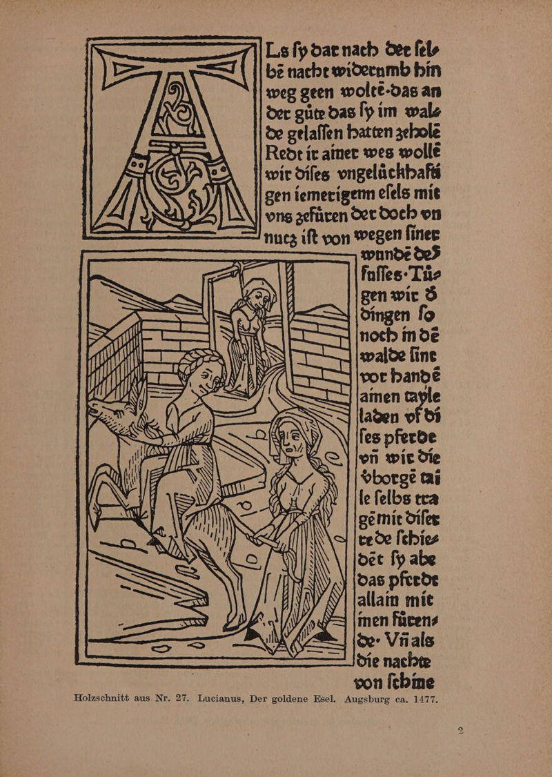Ls fy dae nach See fel bz nacbe midernmb hin weg geen woltt-das an | Ser gute das fy im wale | Oe gelaffen fatten sehole Redt ir ainer wes wolle lj wir difes vngelachhafis . igen iemerigenn efels mie i ong sefuren Set Ooch on nueg ift von wegen finer wnnde Ay 1 faffes: Tae WBE we Gal tae noch mde \¥ | /gémie difer ot rede febies yon fcbime