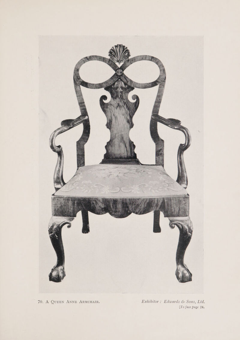 70. A QUEEN ANNE ARMCHAIR. Exhibitor : Edwards &amp; Sons, Ltd.
