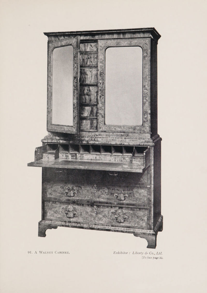 om 91. A WALNUT CABIN } ABINET. Exhibitor : Liberty &amp; Co., Ltd