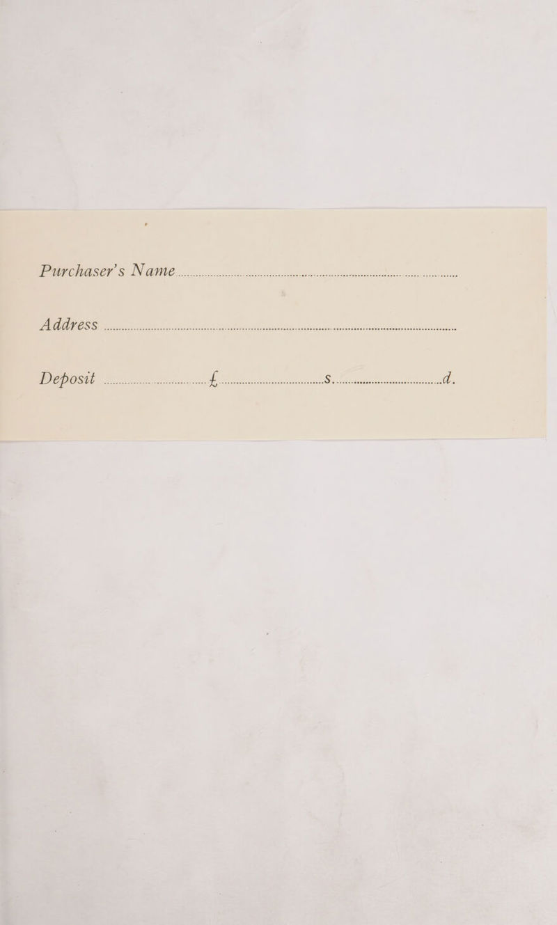 Purchaser's Name................. ene a CONT ee aoe Semen SS so 5 in lccans ie AS RS ONT OO TTT S Se eee |e Soe Sa oer ewe ere RAG ce eee d.
