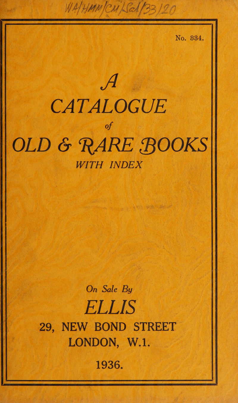 Aig CATALOGUE of OLD G ‘RARE BOOKS || WITH INDEX 1936.