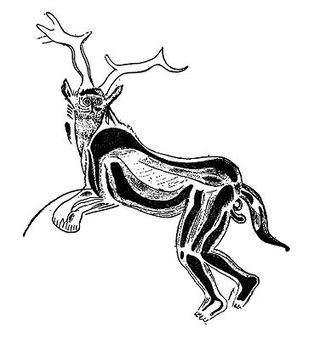 M0008769: A hind rampant: cave painting, c.20,000 BC
