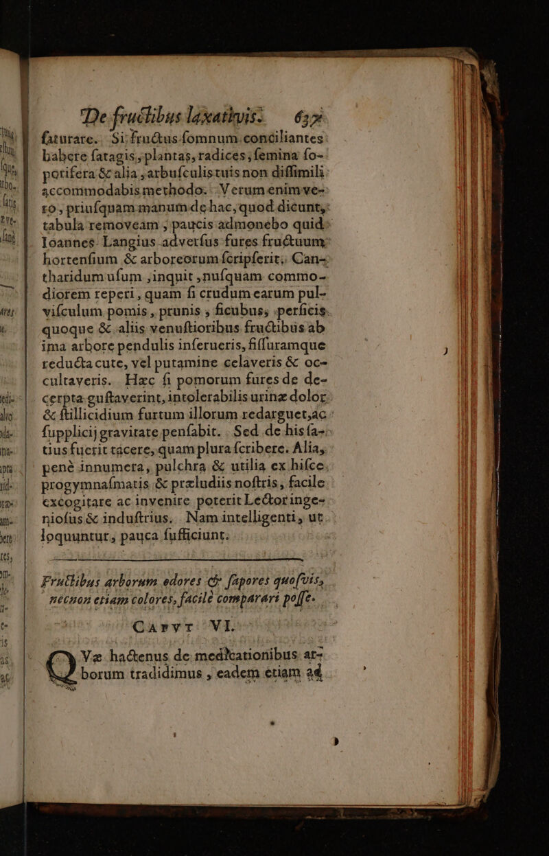 Ares ——— faturate.. Si: fructus. fomnum conciliantes babere fatagis, plantas, radices; femina fo- porifera &amp; alia arbufculistuis non diffimili a3cconmimodabis methodo. -- V erum enim ve- tharidum ufum inquit , nufquam commo- diorem reperi, quam fi crudum earum pul- quoque &amp; aliis venuftioribus fructibusab ima arbore pendulis inferueris, fiffuramque reducta cute, vel putamine celaveris &amp; oc- cultaveris. Hzc fi pomorum fures de de- tiusfuerit tàcere, quam plura fcribere. Alia, penè innumera, pulchra. &amp; utilia ex hifce. progymnafmatis &amp; przludiis noftris, facile cxcogitare ac invenire poterit Leétoringe- loquuntur, pauca fufficiunt. —— | nécyon etiam colores, facile comparari pole. Carvr VI. Vg hadenus de: medlcationibus ar- borum tradidimus , eadem etiam ad CUR