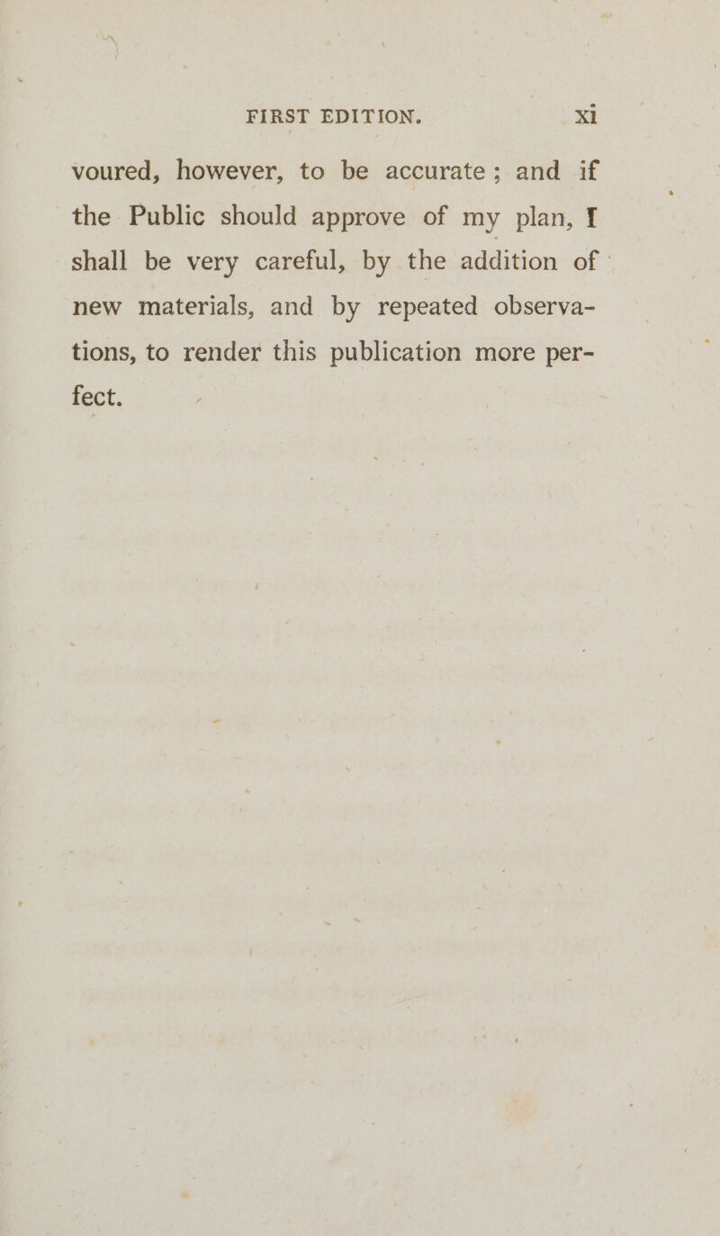 voured, however, to be accurate; and if the Public should approve of my plan, f shall be very careful, by the addition of new materials, and by repeated observa- tions, to render this publication more per- fect.