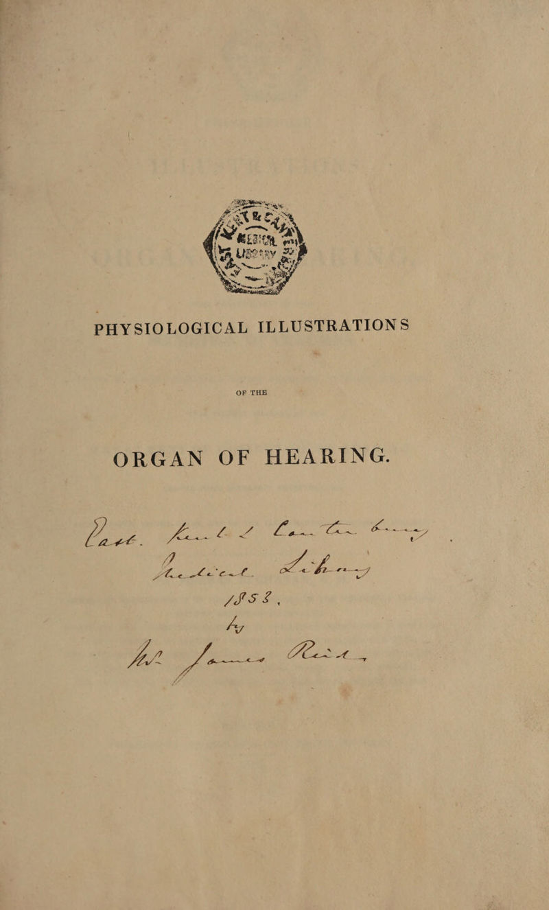 PHYSIOLOGICAL ILLUSTRATIONS OF THE ORGAN OF HEARING. /, fos ee Lig fa Oy Te a LA. ae PIES, fy Wi } D lors TOS,