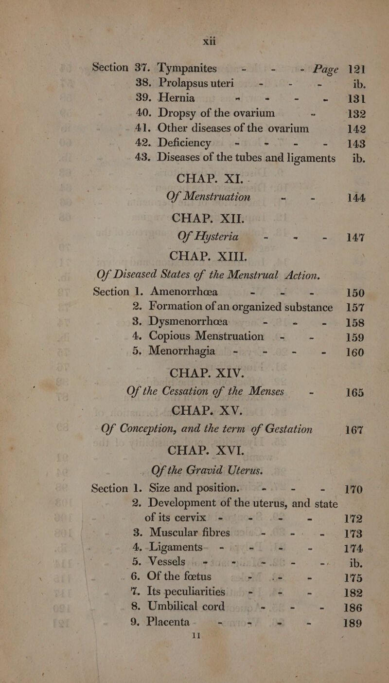 Tympanites Hernia Deficiency 9 Section 1. 2. 3. A. 5 Com Oo es og of its cervix 11 150 157 158 159 160 165 167 170 172 173 174 ib. 182 186
