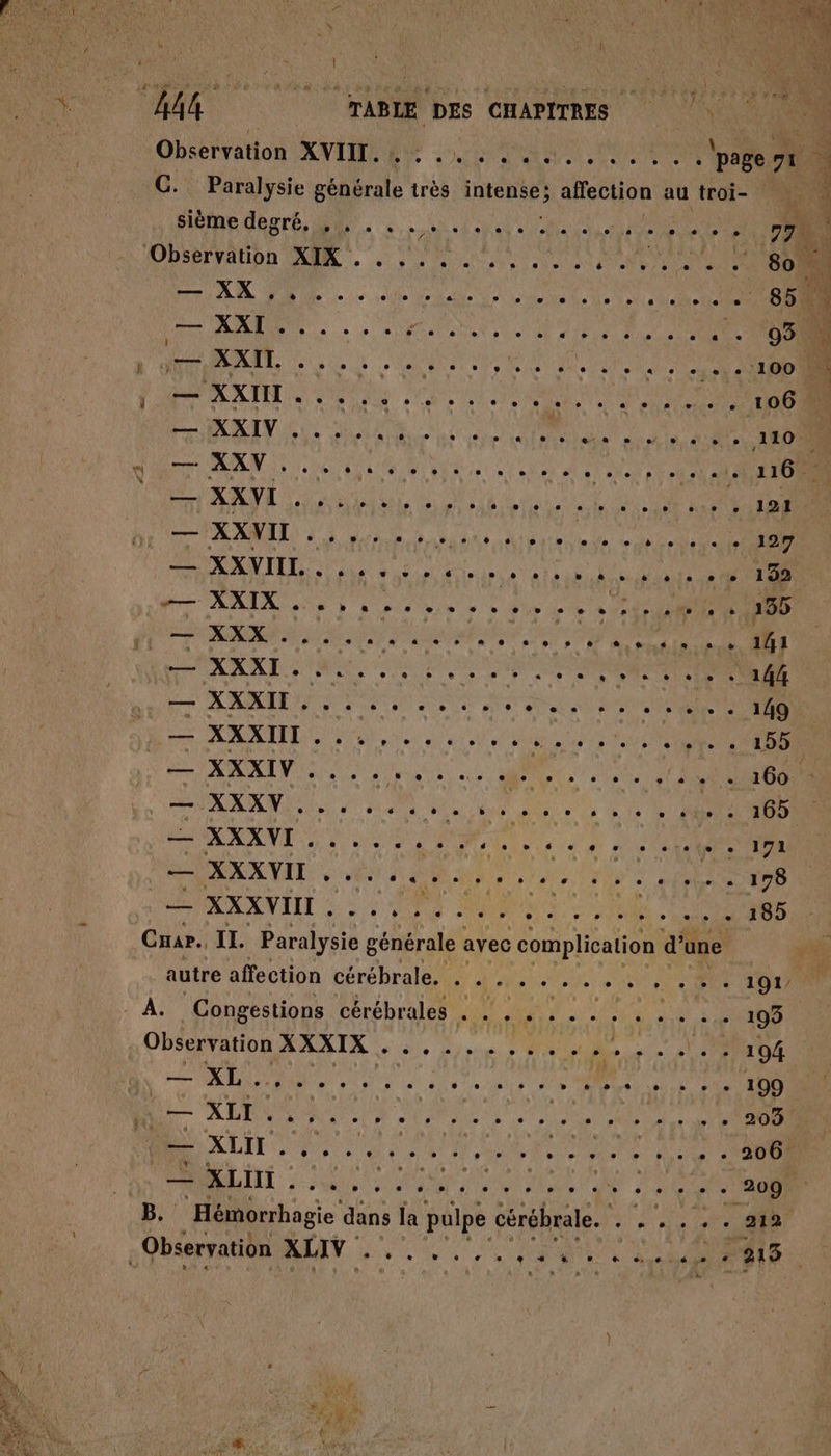 M LT TABLE DES CHAPITRES Observation XVIII. e . da ER ed ete Role Te page 71 n C. Paralysie générale très EL affection a4 troi- 1 sième degré, BRU A NV PR RS ee 0 re MU ne À À NON EP DA E 0 AULSe 1060 ge 0. € E NINRRNENN dre M Ido arte SC OMR M ©. € APN PPS TE RS ET ip res ete TOR a EE RO OT PET VE RSR AVR dE PRE be AA à nee dta d bn At E Ne ee CRE SIP EEE TT AXVIIL. 4e. sas ee 150 pr RAÏ SN None o à ds c'e OU DONNER Re AAA ON RS ER TRE see 16 144 nd: €: 0.6 € ST ASSURE | 0.0. 0.5 1 (Se Re ne RATS eut ae MRC ee ARR ARR 2 en da due DU: à La à Ye Le PS ONE TRAANT in M Le ee à AU RCE SARA ATAT RNA MN, re ee CARRE SORA VIII 22 à D D US TR OS Cuar. IL. Paralysie g générale avec complication d’une | autre affection cérébrale, . .. .... 608 € ETS DUR L 3 À. Congestions cérébrales . . , . : . . . . à. .. 193 Observation XXXIX 5, ne, (de ete. 2 TRADE — XLIHI . D DES PA PRO B:' HI uhagte dans la pulpe cérébrale. Ni ETES . 212 Observation XLIV se % RS CNT AE PT A US CRE DO pen 7 œ : 219