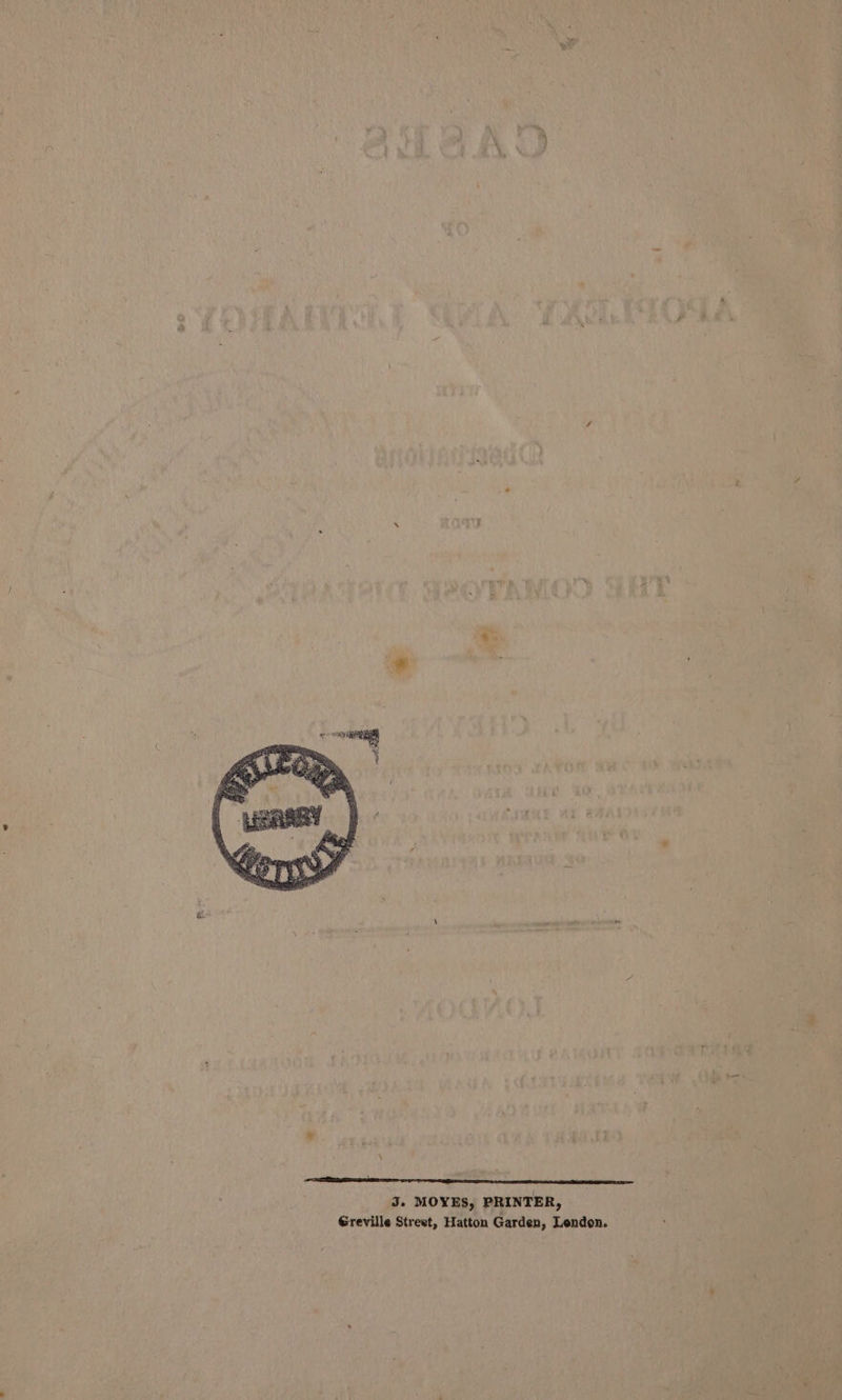 J. MOYES, PRINTER, Greville Street, Hatton Garden, Lendon.
