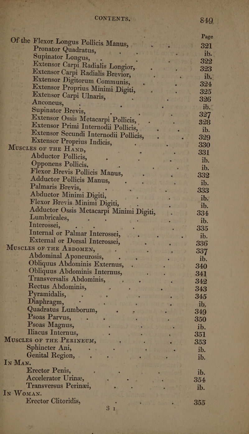 Pronator Quadratus, Supinator Longus, ‘ Extensor Carpi Radialis Longior,. Extensor Carpi Radialis Brevior, Extensor Digitorum Communis, Extensor Proprius Minimi Digiti Extensor Carpi Ulnaris, — ; Anconeus, Supinator Brevis, : : Extensor Ossis Metacarpi Pollicis, Extensor Primi Internodii Pollicis, Extensor Secundi Internodii Pollicis, Extensor Proprius Indicis, ‘ Abductor Pollicis, Opponens Pollicis, : Flexor Brevis Pollicis Manus, Adductor Pollicis Manus, Palmaris Brevis, ; Abductor Minimi Digiti, Flexor Brevis. Minimi Digiti, Adductor Ossis Metacarpi Minimi Digiti, Lumbricales, : ° ‘ Interossei, Reick, | Internal or Palmar Interossei, External or Dorsal Interossei, Abdominal Aponeurosis, ‘ ‘ Obliquus Abdominis Externus, Obliquus Abdominis Internus, Transversalis Abdominis, ‘ Rectus Abdominis, Pyramidalis, Diaphragm, Quadratus Lumborum, Psoas Parvus, Psoas Magnus, Iliacus Internus, Sphincter Ani, Genital Region, Erector Penis, Accelerator Urinz, Transversus Perini, MAN. Erector Clitoridis,