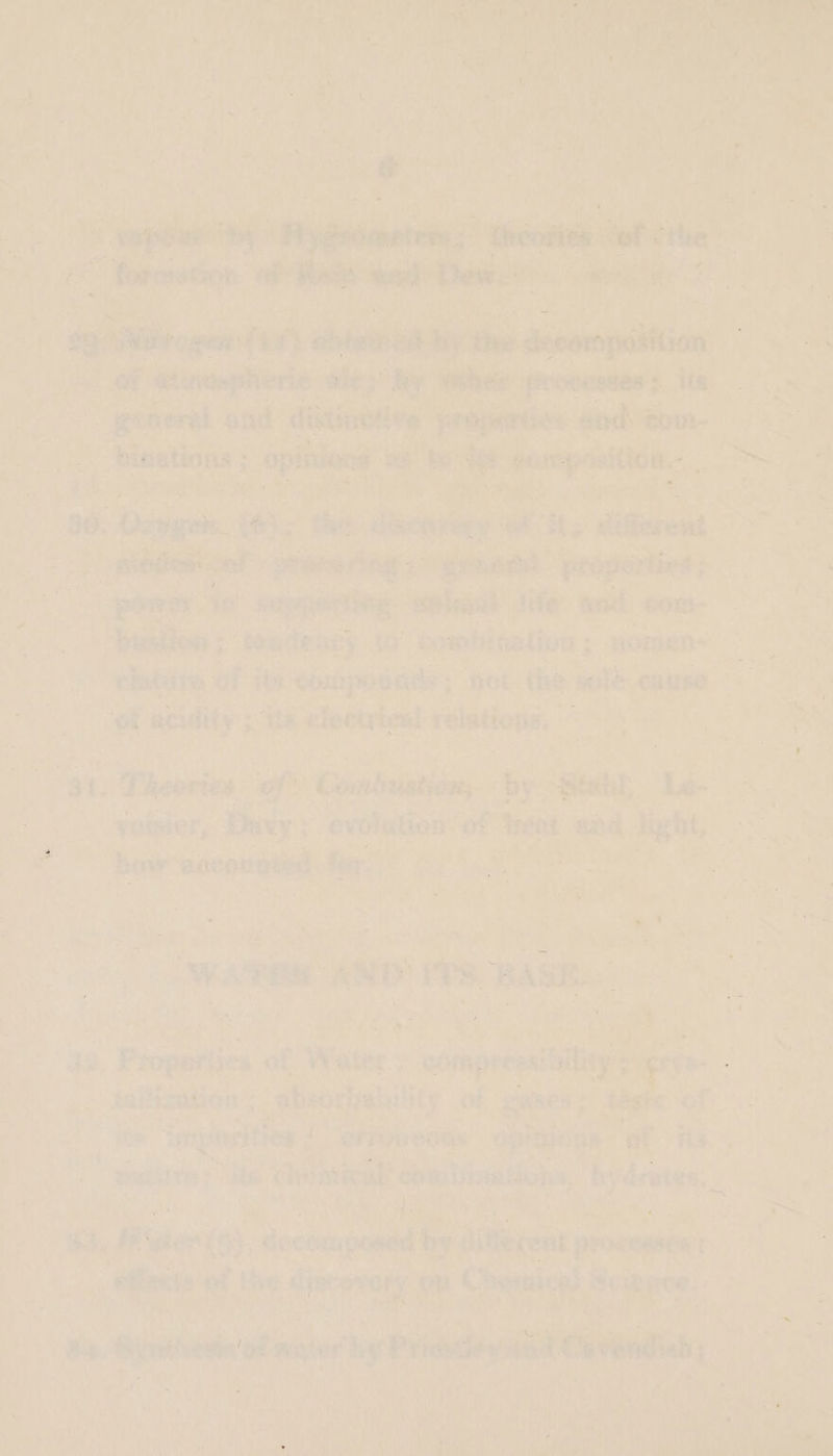 «labile AE Gace da nok. te sh eniase pee ee Set nedity 5, “tte electyigs! relations. ee Ree. es at. Dheoriaa of Combustion, “by “Btw, Las. ae - , soe Be, ‘evolation of Heat wid light, ves S oe wart ‘aa PPS BASE) ae ri o€ Wate > epinpressitiigys ee a a a -< taliiaalions sbsorbeility of gases; gts: of a mee a0 Dien ‘ mf ,