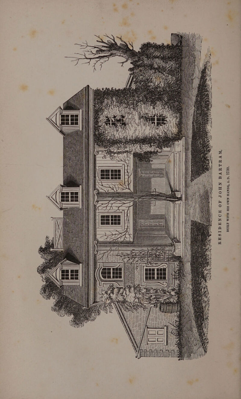 : a a | = i ——— ATM eT Titi) Witt TM TT Tons 7, THT THU tT VOU 5. .—___ RESIDENCE OF JOHN BARTRAM, BUILT WITH HIS OWN HANDS, A.D. 1730.