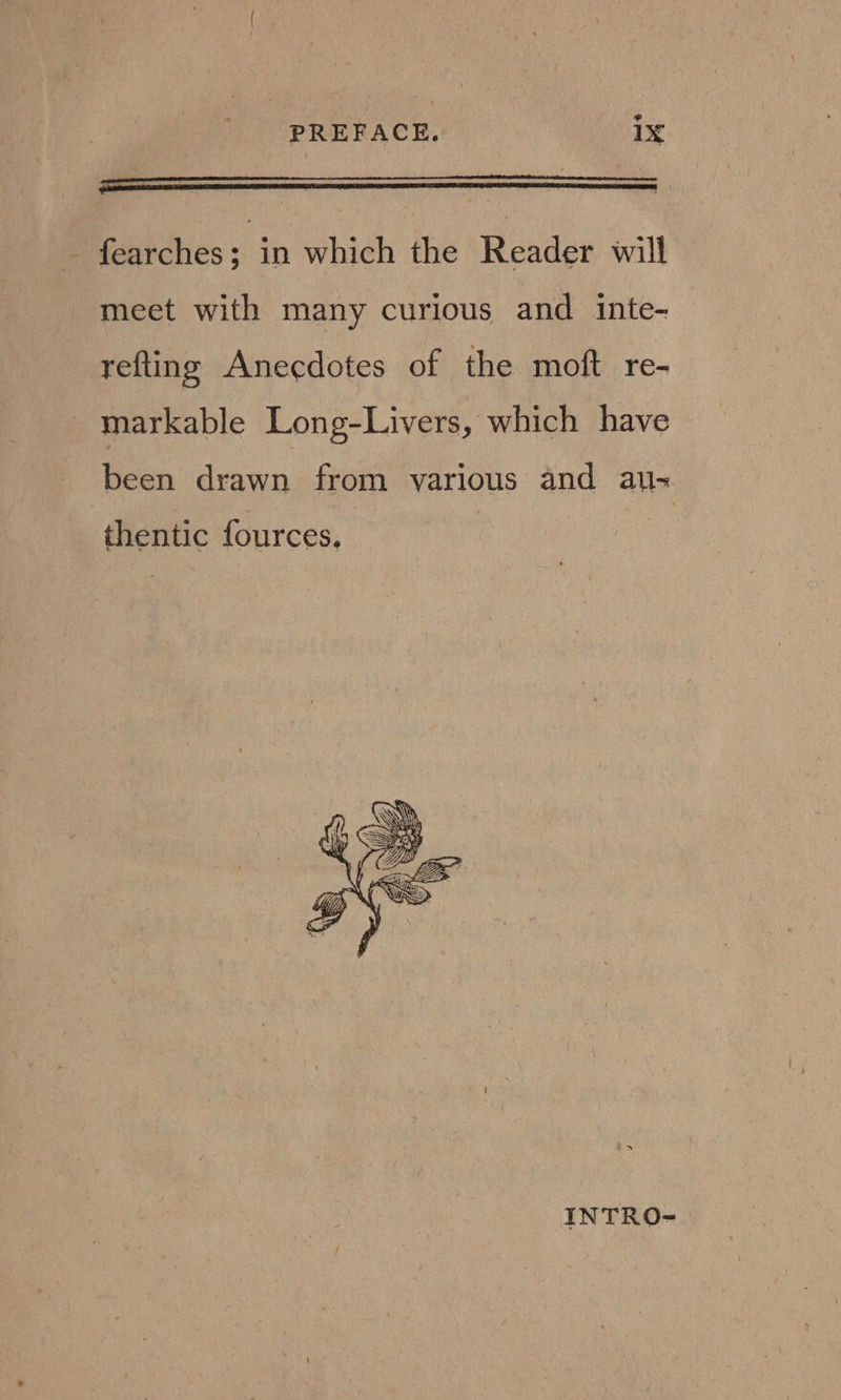 - fearches; in which the Reader will meet with many curious and inte- refting Anecdotes of the moft re- markable Long-Livers, which have been drawn from yarious and alls thentic fources. INTRO-