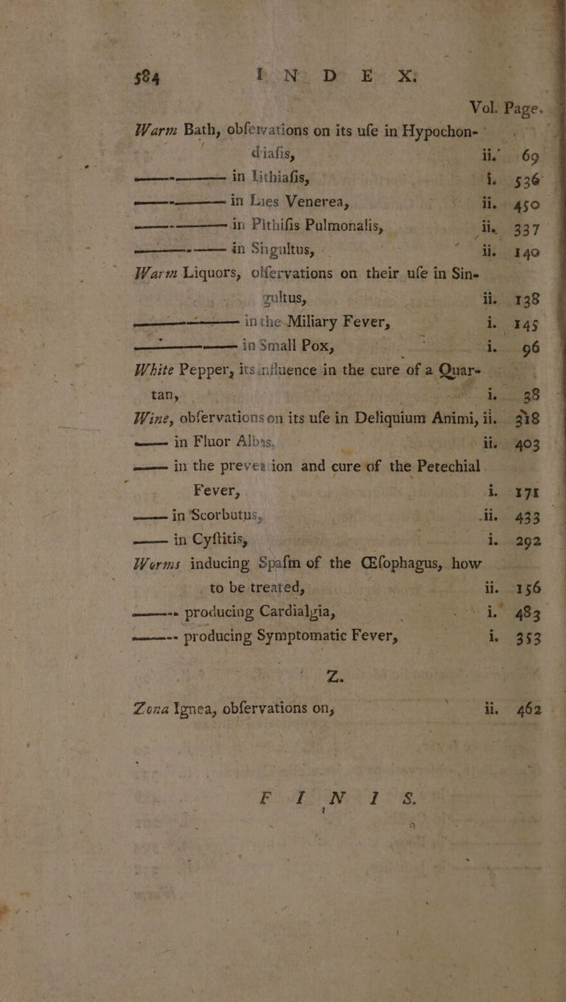 Vol. Page. . Warm Bath, obfewations on its ufe in Hypochon- milky | q diafis, ii.” 69° fact endiebeinninotemateon Att lithiafis, rf. 536 | —-- in Lies Venerea, 7 450 emi iaiate in Pithifis Palmonalis, ii, 337 in Shgultus, » : * a 140 as 7 Liquors, olfervations on their ufe in Sin- . guitus, iii See —— it the Miliary Fever, i, 145 = ~—— in Small Pox, phe “i. 96 White Pepper, its niluence in the cure ‘of a Quare 7 a tan, a Ip a8 Wine, obfervations on its ufe in Deliquium Attimi, ii, 318 —— in Fluor Albis, : \ Me34903 ——— in the preven ion and cure of the Petechial : Fever, ee ers 17K —— in Scorbutus, : li, 433 ——— in Cy fitis, rs pets Worms inducing Spafm of the CEfophagus, how |. , to be treated, _ | ii. 156 ——--= producing Cardialyia, ae) ——--- producing Symptomatic Fever, ater Z. Zona \gnea, obfervations on, Me oecneee ii, 462 © Boh EOS Ee