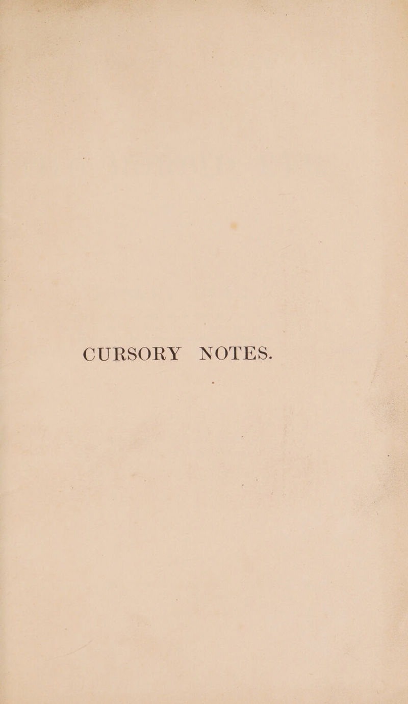 CURSORY NOTES.