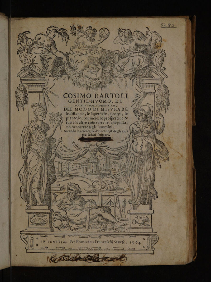 GENTIL'HVOMO,ET ACCAPENMICO FIORENTINQ, 3 DEL MODO DI MISVRARE le diftantie, le fuperficie , i corpi, le Da piante,leprouincie, le profpettiue,&amp; i tutte le altre cofe terrene, che poffo- \ no occorrere a gli huomini, (4 + Secondole ueretegole d’Euclde,&amp; de gli altri vg 1 lodati fcerittori, i =. SEZZAA VE tl] ses) \N Sì N04 (e) ip ; 4 S pi uo ® SSR sito fia nn n A SD Rie — pra gr —