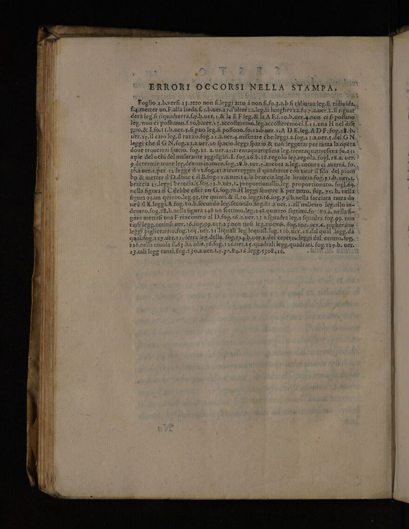 pa dite. a % 1 ma Foglio 2.b.verfi 13.atto non fi.leggi atto à non fi.fo.3.a,b fi ridinivalee.fi ridivida.. - : x i % 33 : : bed 7 eo SAX fig.merter un.F.alla liada.fnbiuer.a7si alterza.leg.la Junghezza.fo:7.4:uer.2.fî riguar deraàleg.fi riquadrerrà.fi9.b.uet.1.&amp; la EF leg.&amp;la A.F.f.ro.b.ucr.4.non. cifi-poflano) leg:nonci pofiamo.f.ro.b.ver.1 3.atcoftereino.les.iccofteremoci.f.r1.una H nel dife » guo.g I.fo.11.b.uer.s.fi.puo leg.fi poflono.fo.124b.uer.r.A DE.leg.ADF:fog.18.be ver.25.il caro leg.il razzo.fog.21.2.uer.4.mifurare che:leggi.a.fog.2 1.a.uer.5.del. GN lesgicheil GN.fog.21.2.uer.20 fpacio.leggi fpazio &amp; coli leggerai pertutia la opera! doue trouerrai fpacio. fog.21. a. uer.zs.trentaguartefima leg.trentaguattrefima fo.2 31 apie del'ochi del miftirante aggitigàli. I. fog.2.6)b.18.regolo les.regola. fogl. 28.2. neri? g.determinarore leg.denoininatore.fog.28.b.uer.s.ancora a.legsancora ci auerrà. fo. 30.a.ber.2.per 12.egge il12.fog.4niricorregger il quadrante con'tiratil'filo ‘del piom'* bo &amp; metter il:D.doue è il B.fog.s r.auer.14.la braccialeg.le bracela:fog.s.lb.uerei, > braccia is.leggi bracéia.s.fog.s2.b.Mcr.1. proportionallo.leg. proportionato. fogl.69. ‘ nella figura il Cdebbe effet un:G.fog.70:H leggi fempre K per tutro. fog. 35 binella> ficura93.un quinto.leg.93.tre quinti.&amp; i.10.leg9i.16.fog.79.b.nella facciata tutta do uetè il K.leggi.A.fog.80.b.fecundo leg.fecoitdo.fog.81.2 uer.r.all'indietro legiallo in= ‘ dentro.fog.88.b.nella figura 248 un fertimo.leg.248.quattro fertimi.fos: 89.2. nellafia. gora mettafi una F.rincontro al D.foe.96.a.uer.23.a fouadra leg.a @Muadra fog.99. non È tinfileso.notinfi uer,16.fog.99.ucr.23-non tinfi leg.notinf. fog.Io4: uer.6. pigherdne s DO we “Ti Sr ì dà è leggi piglicrannoifog.105 .uer.21liquali leg.lequali:fog:1 r0.ber.28.dal qual legp.da qual.fog.1rz.uer:ti.derta leg.della. fog:124.b.uer.2.del centro leggi dal centro.fog;, > 126.nella tavola i.63.ha adit.36.fog.126.uer.25.quadrali tegg.quadrati, fog.129.b. ner. 23.tali leog tanti.fog.130.2.001.8.5.3 0.84.16 .legg.5308416, RR BUA it=}>)