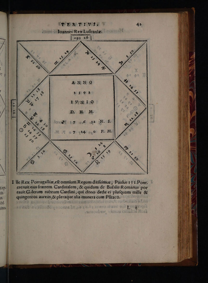 tiat I eie. | l D U-ex RN m I v8 P 1 4 em icToannes Rex Eufiranise: t | 295 16 | pU PNMEA b | Y M ———— I lle Rex Portugallize,eft omníum Regum ditifsimus:; Paulus 1 f. Pont. creauit eius fratrem Cardinalem, &amp; quidam de Bufalis R omarius por tauit Gislerum rubrum Cardini,, qui dono dedit eí plufquam mille I: quissentos aureos, &amp; piece alia^munera cum Pffiraco. | TUNE