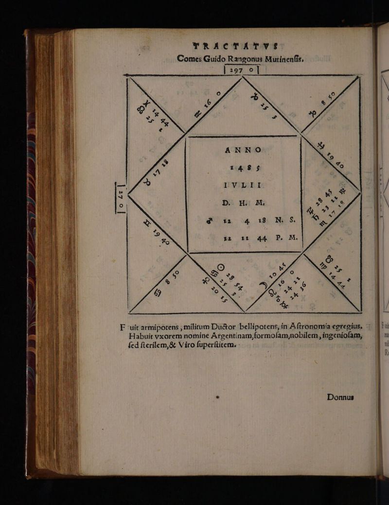! l Comes Guído Rangonus Mutinenfis, I 0] 297 91 — 72 P, )  rw 7 p ie p METRO arda! ever. - Iu / il l ^ IT ^ M mn |  I it A k- M IN j | YA À j IY ] la ' i a- M | L i N | à , bp ! L ! ig I | | | / ! — F uit armípotens , militum Ductor bellipotens, ín Aftronomía egreeius. ^ $i Habuít vxorem nomine Árgentinam,formofam,nobílem, ingeníofam, E fed fterílem,&amp; Viro fuperftitem. - E Donnus