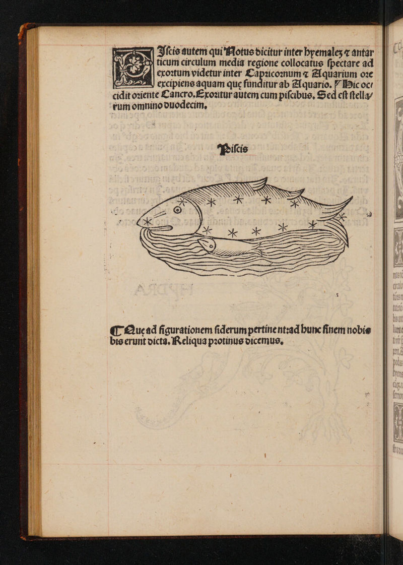eX EAT) excipiene aquam que fün cidit oziente Cancro. Éxoatur autem cum pifcibue, Sed cft ftella/ eum omninoouodecim, | ticum circulum media regione collocatue fpectare ad cxoztum videtur inter v4 Rupe Ziquaríum o:e X Pifie | im — ÉNS om L— E — — Hil. — d — e E — — -— 4 —