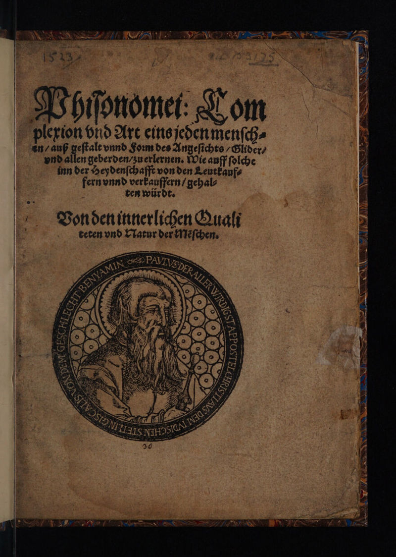 Ve I AL F R 1 > c ER ER 2 x P i 5 0 — 1 1 Su j „ 2 | 5 . R S * ur | Lo plexion vnd Art eins jeden menſch⸗ Een / auß geſtalt vnnd Foꝛm des Angeſichts / Glider⸗ | vnd allen geberden/suerlernen, Wie auff ſolche inn der Heydenſchafft von den Leutkauf⸗ fern vnnd verkauffern / gehal⸗ f ten wür dt. Von den innerlichen Quali 122 teten vnd Natur der Meſchen.