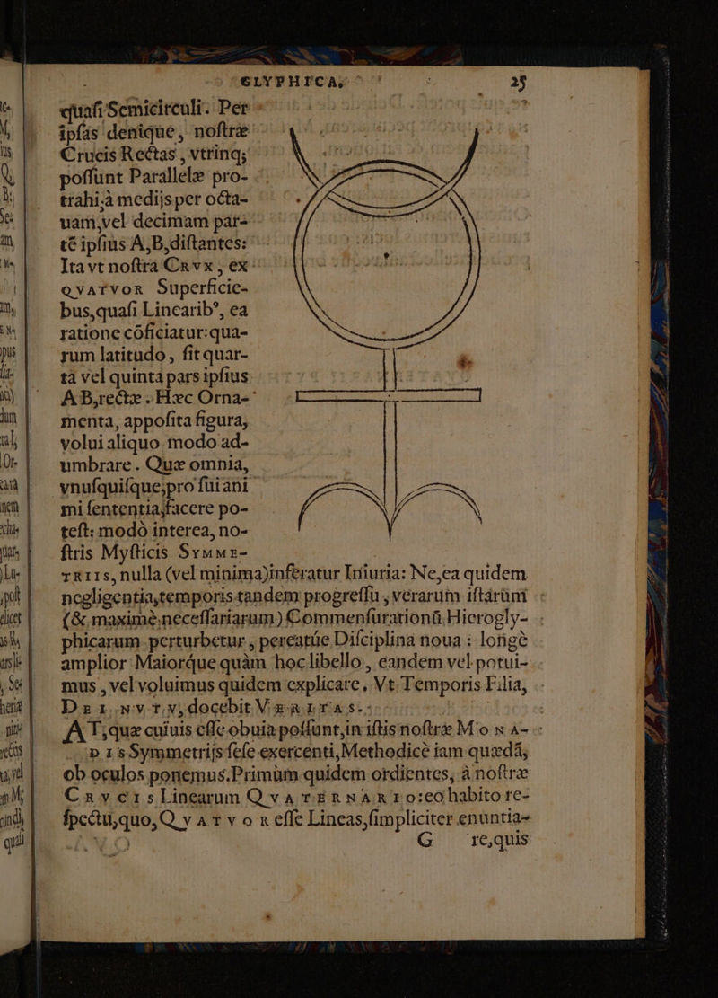 NOCT -— ^ ) n tn. m M 6 LY y H Ic Àe quafi Semidireuli. Pet : ^ |. - ipfas denique, noftre - W | Crucis Rectas , vtrinq; n poffunt Parallel pro- - à | trahi;à medijs per octa- 5 uam,vel decimam par- n té ipfius A,B,diftantes: m Itavt noftra Ca vx , ex: ! (||| evarvon Superficie- ,| — busquafi Lincarib, ea ^| rationecóficiatur:qua- pis yum latitudo , fit quar- í- | tavelquintaparsipfius | AB,;ec.H:cOrna- l| ^ menta, appofita figura, il volui aliquo. modo ad- (-| umbrare. Qux omnia, a4 | yvnufquifque;jpro fuiani NM omi fententiajfacere po- U.| teft:modó interea, no- Us| ftris Myfticis Syuuz- Le] — rxr1s, nulla (vel minimajinferatur Iniuria: Ne,ea quidem | ncgligentia,temporis-tandem progreffu , verarum iftárüni | (&amp; maxime.neceffariarum) Commenfurationü Hicrogly- sh | | phicarum perturbetur , pereatüe Difciplina noua : longe 5| amplior Maiorque quàm hoclibello , eandem vel potui- 9| mus,velvoluimus quidem explicare , Vt Temporis F;lia, um Dari. wvrx,docebtV sg pras. BÀ| — A T;quecuiuis effe obuia potfuntin iftis noftre Mo x 4- - ns | p 1 sSymmetrijsfcfe exercenti,Methodicé iam quad ud | oboculos ponemus.Primüm quidem ordientes, à noftrae 3| fpecu,quo,Q vat v o n effe Lineas, fimpliciter enuntia* | ese G 1e6quis E CR LIE