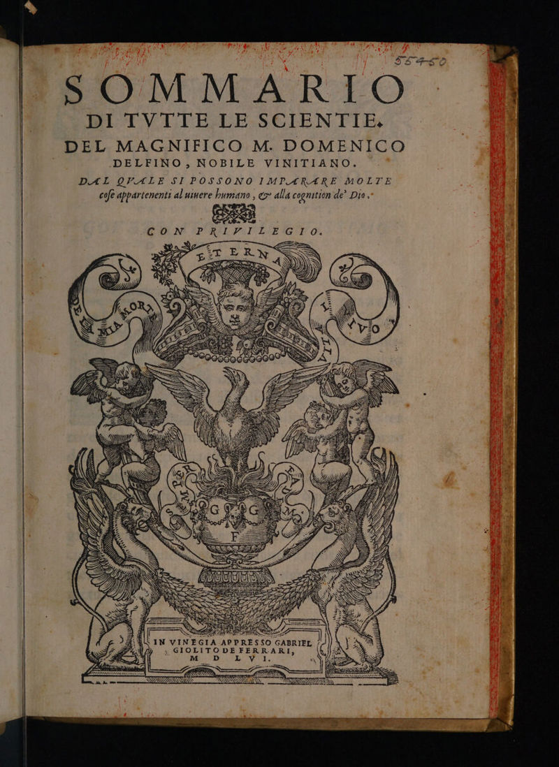 ae fi SOMMARIO DI TVTTE LE SCIENTIE. DEL MAGNIFICO M. DOMENICO .-DELFINO, NOBILE VINITIANO. DAL QUALE SI POSSONO IMPARARE MOLTE cofe appartenenti al usuere bumano , <> alla cogmition de’ Dia. Corsi GN PARI PIISEGY O, \®) (1 ILTECTHTI Tula» ENEA EN 3 AL IN VINEGIA ì AP ABRIEL ? ;@)) >» GIOLITO DE FERRARI, I CA N duran ADI vp CAS A à Va STOLIA ae ALINA \ N OR at = srt &amp;@&amp;e—,—