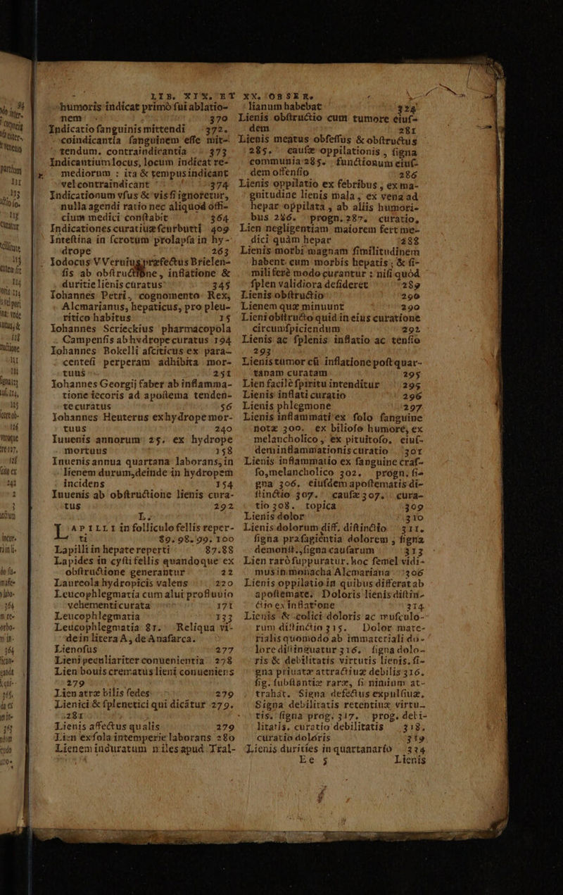 No its, | (iy i . *Potig 72 Gite. T'thtün partim lu E let0 (0. lig Cütstue lue Ht (tem fr inaty Ul 154, nj cet 0b I6 vtroque 1127, ni (lt ex n 44a [: cure niin lt« do fite mite y Jbo 164 fli f&amp;« orbo- n in 16. Yan M o. X Glif^ pot LY3,. XIW, hümoris indicat primó fui ablatio- nem 370 Indicatiofanguinismittendi 372. -€oindicantia fanguinem effe mit- tendum. contraindícantia 273 Indicantiumlocus, locum indicat re- mediorum : ita &amp; tempusindicant velcontraindicant 374 Indicationum vfus &amp; visfi ienortetur, nulla agendi ratio nec aliquod offi- cium medici conftabit 364 Indicationes curatiuzfenrbutti 409 Inteftina in (crotum prolayfa in hy- drope ! 263 Jodocus V Verutus prefectus Brielen- fis ab obfiructibne, inflatione &amp; duritie lienis cüratus 345 Iohannes Petri. cognomento. Rex, Alcmarianus, hepaticus, pro pleu- ritico habitus 1$ lohannes Scrieckius pharmacopola Campenfis abhvdropecuratus 194 Iohannes Bokelli afciticus ex. para- cente(i perperam adhibita mor- tuns 251 lohannes Georgij faber ab inflamma- tione iecoris ad apo(ema tenden- tecuratus 56 Iohannes Heuterts exhydrope mor- tuus 240 Iuuenis annorum: 25. ex hydrope mortuus 158 Inuenisannua quartana laborans;in lienem durum,deinde in hydropem incidens 154 Iuuenis ab obftructione lienis cura- tus 292 L. Y APILLI in folliculofellis reper- ti $9.98.99. 100 Lapilli in hepatereperti 87.98 Lapides iu cyftifellis quandoque ex obfiructione generantur 22 Laureola hydropicis valens 220 Leucophlegmaría cum alui proftuuio vehementicurata 171 Leucophlegmatia 133 Leucophlegmatia 27. -Reliqua vi- dein litera A, de Anafarca. Lienofus 277 Lien peculiariter conuenientia ^ 278 Lien bouis crematuslieni conueniens 279 Lien atrz bilis fedes 279 281 Lienis afectus qualis 279 Li:n exfola intemperielaborans 280 Lieneminduratum milesapud Tral- On SER, ' : lianutn habebat 3?4 Lienis obfiructio cum tumore eiuf- dem 281 Lienis meatus obfeffus &amp; ob(tru&amp;us 285. caufz oppilationis , figna communia'285. functionum eiu(- dem offenfio 286 Lienis oppilatio ex febribus , ex ma- guitudine lienis mala, ex vena ad hepar oppilata , ab aliis humoti- bus 236. 'progn.287. curatio, Lien negligentiam maiorem fett me- dici quàm hepar 28$ Lienis morbi magnam fimilitudinem habent. cum morbís heyatis ; &amp; fi- mili ferà modo curantur : ni(i quód fplen validiora defideret 289 Lienis obftru&amp;io 290 Lienem quz minuunt 290 Lieniobtiructo quid in eius curatione circumfpiciendum 291 Lienis ac fplenis inflatio ac. tenfio 293 Lienistumor c&amp; inflatione poftquar- tánam curatam 295 Lien facile fpiritu intenditur 295 Lienis' inflati curatio 296 Lienis phlegmone 297 Lienis inflammati'ex folo fanguine notz 300. €x biliofe humore, ex melancholico j' ex pituitofo. eiu(- deminflammationiscuratio | 30r Lienis inflammatio ex fanguine craf- fo,melancholico 302. progn. fi» gna 306, eiufdem apoftematis di- ftincio 307.' caufz307. cura- tio 308. topica 399 Lienis dolor i310 Lienis dolorum diff, ditin&amp;üio ^ $11. figna prafagientia dolorem , figna demontt.,(igna caufarum 313 Lien ratófuppuratur. hoc femel vidi- musinmonacha Alcmariana //206 Lienis oppilatioim quibus differatab apoftemate. Doloris lienís dittin- 610 ex inflat'one 214 Lienis &amp;-.colici doloris ac mufculo- rum difhindio 315. — Dolor matce- riahis quomodo ab immateriali do - lore di'itnguatur 316. | figna dolo- ris &amp; debilitatis virtutis lienís. fi- gna priuatz attractiug debilis 316. fig. fubüantiz rarz, fi nimium at- trahat. Signa defé&amp;us expnlGuz., Signa debilitatis retentiux virtu. tis. (igna prog. 317. . prog. deLt- litatis, curatio debilitatis «— $18. curatio doléris 319 Lienis duritíes in quartanario — 234 ES. $ Lienis