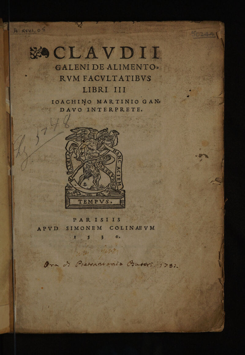 GALENI DE ALIMENTO: RVM FACVLTATIBVS LIBRI III | IOACHINO MARTINIO GAN DAVO INTERPRETE. » ASTU ES d TEMPVS. PAUXISII;S SIMONEM COLINAEVM