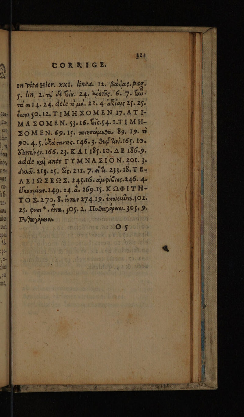 4.21 CORRIGE, τη vita Hier. xxt. linea. 12. βάψας. pag. j. lin, 2. δὲ fs. 24. δρετῆς. 6. 7. Go: τὰ ck 14. 24. dele πὸ μὴ. 22. 4: alcia4e 2. 2j. δον $0.12. TIMH ZOM EN I7. AT I- MAZOMEN.;]j3.16. Gie.54- LTIMH- SOMEN.69.1j. ποιησώμεϑα. 89. 19. τὸ 90. 4. $. ἐξάπαντος. 146. 3« Sud Voi. 165. 10, ὄχιτείγαν. 166. 23. K A T 185. 10. ΔῈ 186.9. adde καὶ ante T Y MNA X IO N. 201. 3. δηλδι. 213. 25. lag. 211. 7. εἰ ἦε. 233.18. T E- AEISZEZZ. 2416. ἀμφίξιος.λ46. 4- ἐϊκοσμίωνγ.149. 24. ἃ. 269.15. K QerT H- ΤΟΣ. 129; ὃ. «roy 274.19. ἐποιοιῦτο. 302. 21. φησι * ἔτα. 201. 2. ᾿ρϑευψαι 20. 9. T'.)sptitie τος